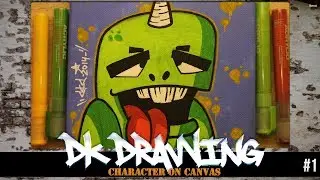 How to draw a graffiti character on canvas #1