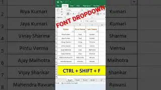 Font Dropdown #shorts #excel #viral #short #exceltricks #exceltutorial #shortsvideo