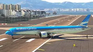Close Call at Gibraltar! Aerolinas Argentinas B787 Touches the Waves During Takeoff