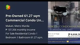 Pre-Owned 61.27 sqm Commercial Condo Unit For Sale in Makati