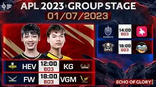 HEV vs KG | BRU vs EA | BRO vs VCF| FW vs VGM | APL 2023 V&ograve;ng Bảng Ng&agrave;y 1/7