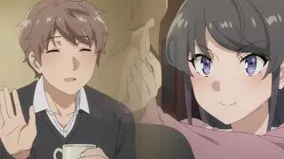 Mai touches Sakuta on the cheek 💙 | Rascal Does not Dream of Santa Claus EP1