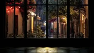 the sound of thunderless rain,a good sound of rain for bed,a rainy alley window