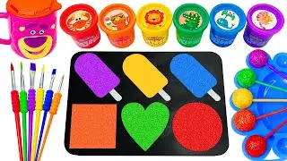 Satisfying Video l How To Make Rainbow Lollipop FROM Ice Cream Shapes Slime& BEAR Cup Cutting ASMR