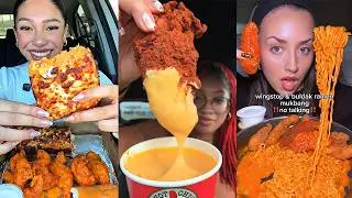 Asmr TikTok EATING |402| Wingstop & buldak, EPIC WINGS, Chicken Tenders Mukbang, Chili's and more!