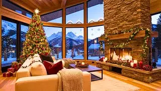 4h Peaceful Christmas Room Fireplace Crackles Snowy Mountain Relaxing Vibes