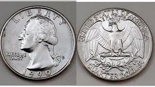 USA 1990 QUARTER DOLLAR Coin VALUE + REVIEW Washington 25 cents coin