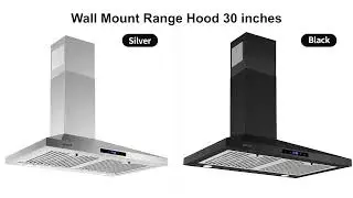 Black Range Hood 30 inch Wall Mount Range Hood 450 CFM Vent Hood