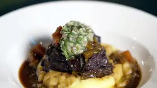 Our State On A Plate - Beer braised beef cheeks, mashed potato, salsa verde