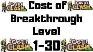 Cost of Breakthrough | level 1 to 30 | Castle Clash