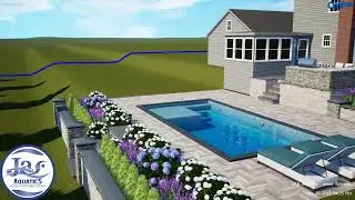 Modern Stylish Black Raised Pool Edge Coping - Marc Conti 3D Pool Render & Design