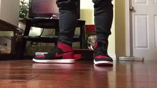 Jordan 1 bred flyknit on foot video