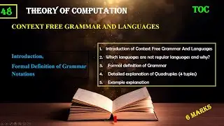 Introduction of Context Free Grammar and Languages:  # Theory of Computation|TOC | Lect48