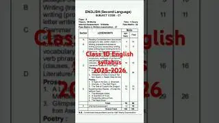Class 10 English syllabus 2025-2026 #english #englishgrammar #syllabus #seba#education