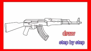 How to Draw an AK-47 Step by Step | Easy Line Art Tutorial