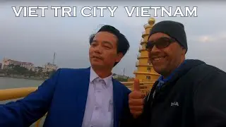 GOLDEN BRIDGE PAGODA IN VIET TRI CITY VIETNAM (no tourists come here only friendly locals)