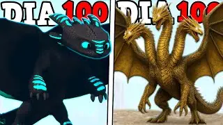 NIGHT FURY ALPHA VS GIANT GHIDORAH! THE NEW DRAGON KING! ARK 100 DAYS