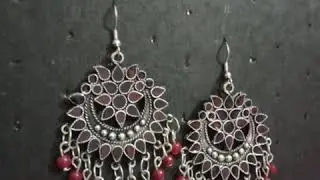 Oxidized silver mirror earrings.      To order wats app - 8190895464.