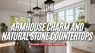 Island Kitchen Remodel with Farmhouse Charm and Natural Stone Countertops