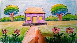 Village Scenery | Simple Skach Arts And Coler For Beginners | Masum Arts Studio | How to Draw House