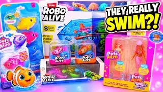 ASMR Pets Alive & Robo Alive Aquarium Toy Unboxing | Turtles, Fish, Baby Shark & Mermaids