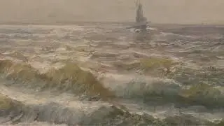 QUADRI ANTICHI, ART DECO, QUADRI MARE, MARINA CON ONDE, OLIO SU TELA, PRIMI DEL XX SECOLO. (QM717)