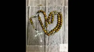 One-of-a-kind Catholic Rosary crafted from wood and gemstone beads, Wood Bead rosary, Catholic Gi...