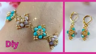 Como Hacer Pulsera de Flores con Cristales y Mostacillas. Tutorial  paso a paso