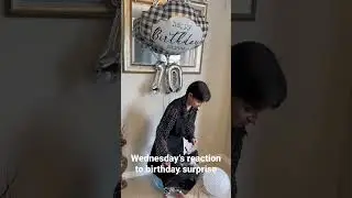 Wednesday&rsquo;s reaction to birthday surprise #wednesday #birthday #surprise