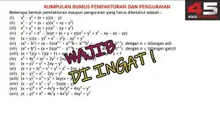 16 Rumus Pemfaktoran Pembinaan KSM Matematika Dasar MA