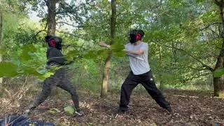 Light sparring with Staff Sai and Sword