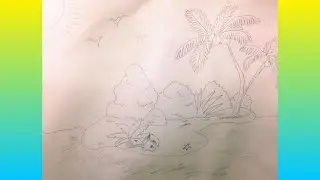 BEAUTIFUL ISLAND DRAWING | EASY STEP BY STEP DRAWING