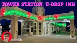 Tower Station U-Drop Inn & Caf&eacute;, Route 66 Shamrock Texas 😀 Night View #route66  #tourism #texas