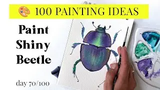 Shiny Watercolor Beetle 🪲 | Easy Nature Painting Idea