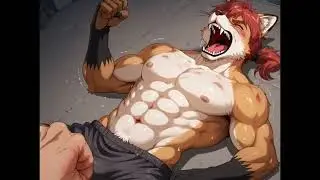 (Male Ryona) Furry Fox gets gut punched until he vomits