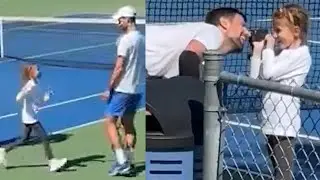 Djokovic's Reaction When His Daughter Interrupts His Training and Starts Photographing Him, USA 2024