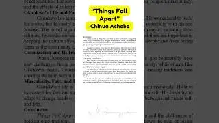 &ldquo;Things Fall Apart&rdquo;-Chinua Achebe |Instant Essay for Exam Success @ARsummaryguidance #short#trending