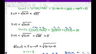 MAT 280 USING INNER PRODUCTS TO FIND VECTOR LENGTHS AND THE DISTANCE BETWEEN VECTORS
