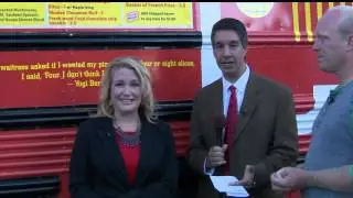 Check out the Mallards' double decker pizza bus