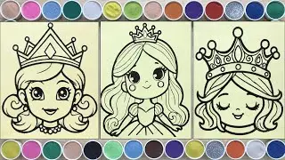 Beautiful princess faces sand painting, coloring princess - Tranh c&aacute;t gương mặt c&ocirc;ng ch&uacute;a xinh đẹp