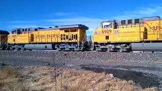 UP 6759 leading 2x3x1 loaded coal train going into Gibbon 