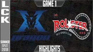 KZ vs KT Highlights Game 1 | LCK Summer 2018 Week 6 Day 3 | King-Zone DragonX vs KT Rolster Game 1