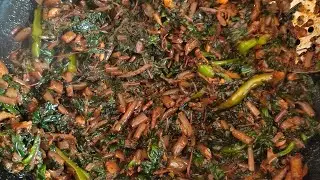 চিংড়ি মাছ দিয়ে লাল শাক পুঁইশাক রান্না