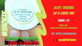 JUST HERBS LIP AND CHEEK TINT || 01 BRICK RED ||SWATCH 24 ||GlamUpWithDiva || #shorts #YoutubeShorts