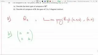 Describe the three Subspaces of R3 and of 2 by 2 Diagonal Matrices P 3-1-14
