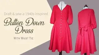 Create your own Button Down Dress with cute waist ties: Pattern Draft and Sew Along!