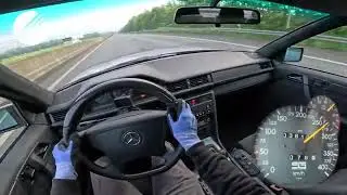 1993 MercedesBenz W124 SG65 V12 TOP SPEED DRIVE ON GERMAN AUTOBAHN  360p