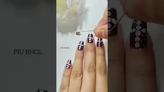 🧷🌼Easy nail art design at home 💅🏡#nailart #piubhol #shorts