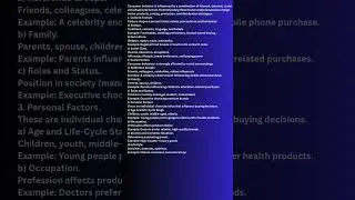 Factors of Consumer Behaviour/Marketing Management