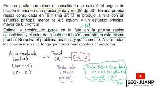 Ejercicio cómo hallar ángulo de fricción total y presión de poros en suelo normal. consolidado [NC]